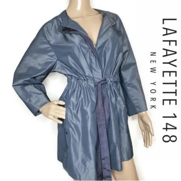 Lafayette 148 New York Stephania Women'sS Port Blue Metallic Drawstring Jacket
